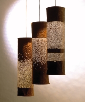 Three Suede lamps L 80cm x D 20cm